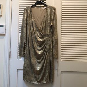 Calvin Klein gold metallic dress size 16